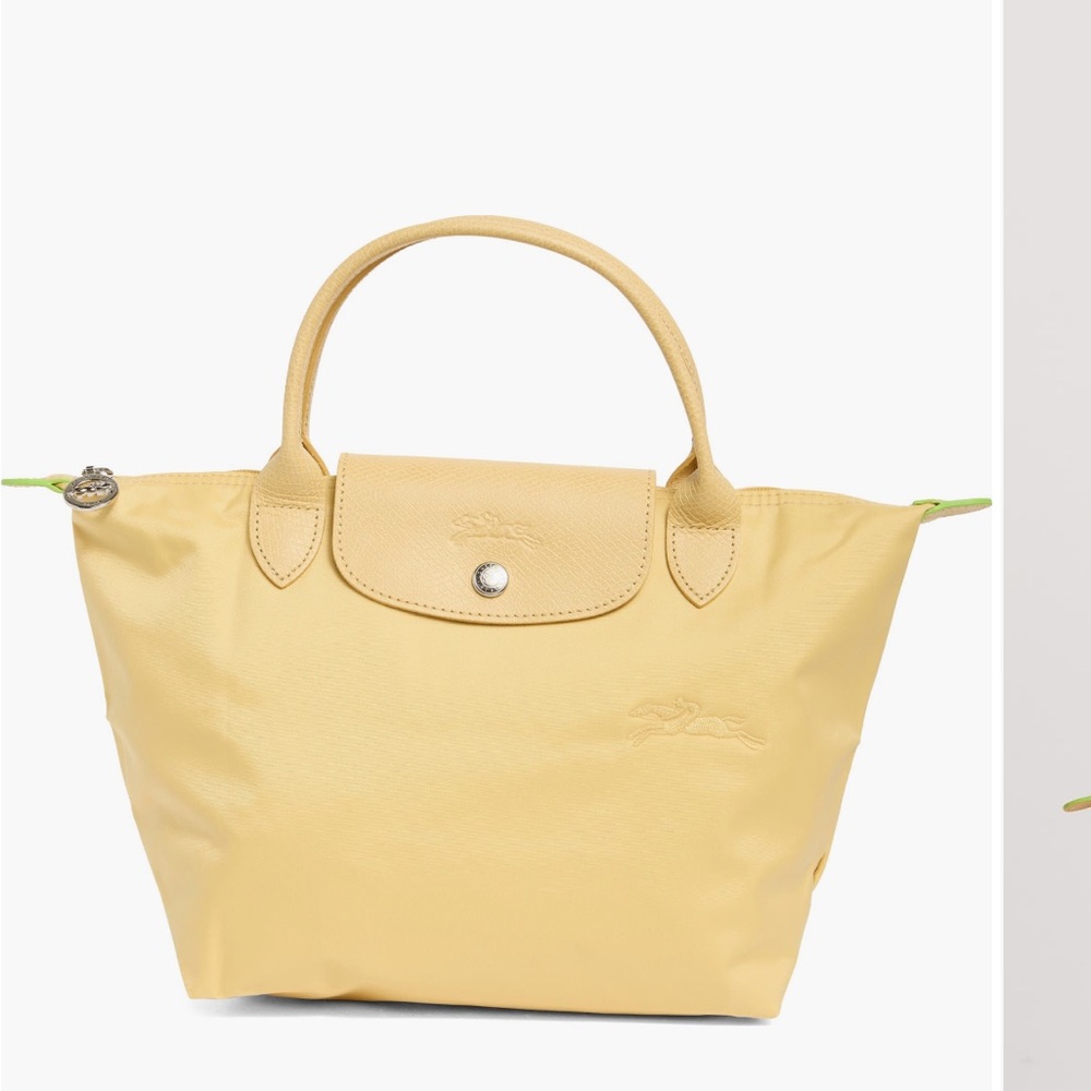 NIB Longchamp Small Le Pilage Green Recycled Canvas Top with Handle Bag (Wheat)